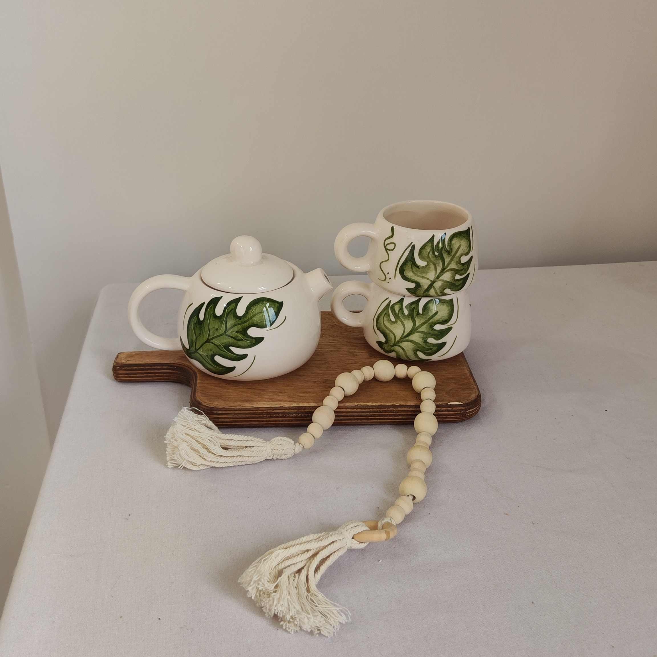 ست قوری فنجون برگ